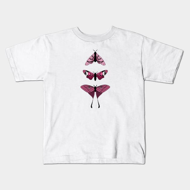 Pink moths Kids T-Shirt by hgrasel